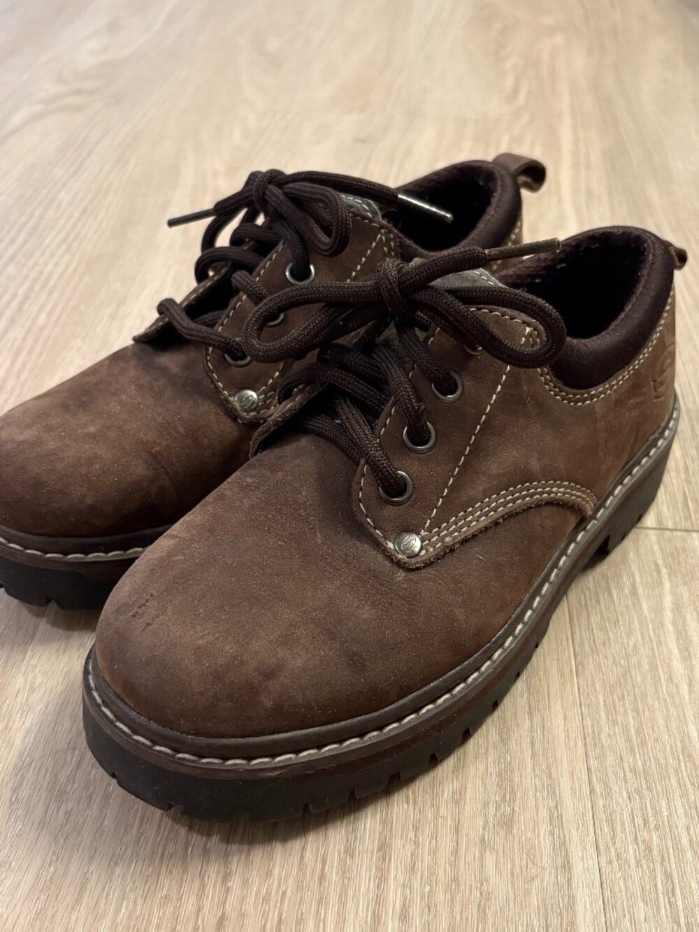 Skechers Chocolate Brown Leather Oxford Shoes Lug Sole
